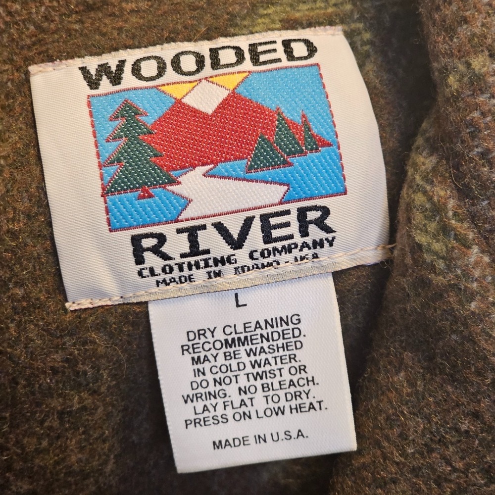 Wooded River Tapestry Jacket Womens Lg Green Brown Nature Squirrel Buttons USA - Picture 2 of 7